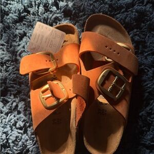 Birkenstock Orange Sandals with Adjustable Buckles